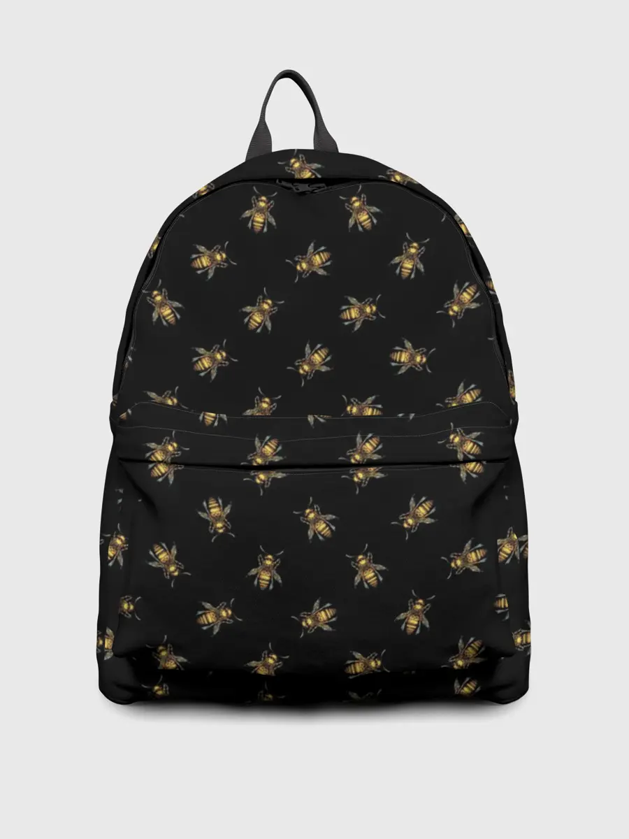 Рюкзак джинсовый / Золотые пчелы паттерн