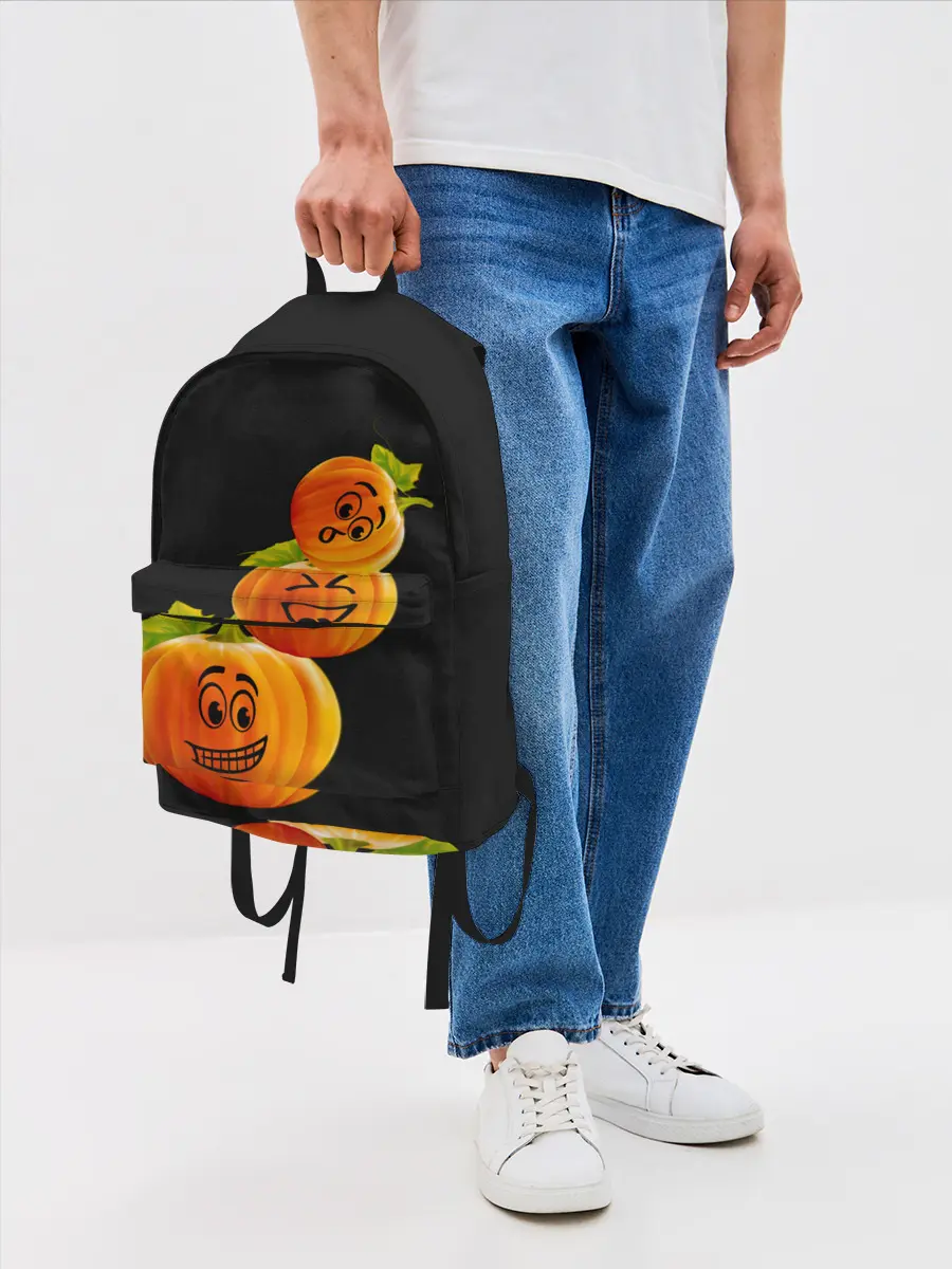 Рюкзак джинсовый / Хэллоуин смешные тыквы