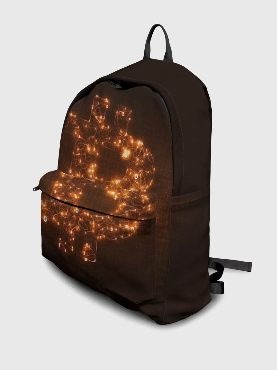 Рюкзак джинсовый / СВЕТЯЩИЙСЯ BITCOIN