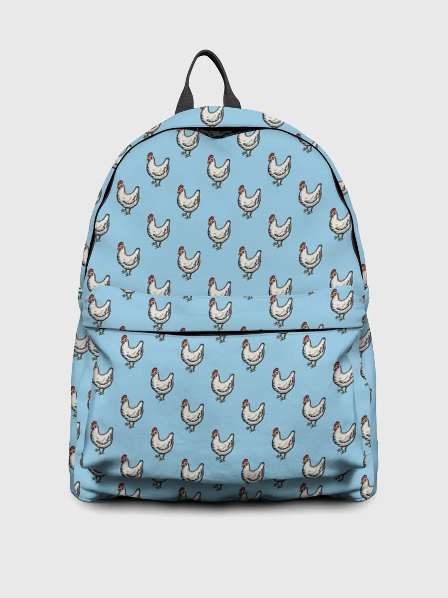 Рюкзак джинсовый / Белая курочка паттерн