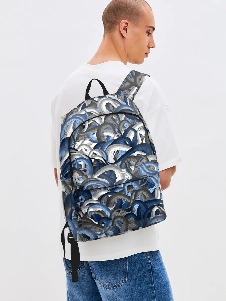 Рюкзак джинсовый / Синий камуфляж с щупальцами