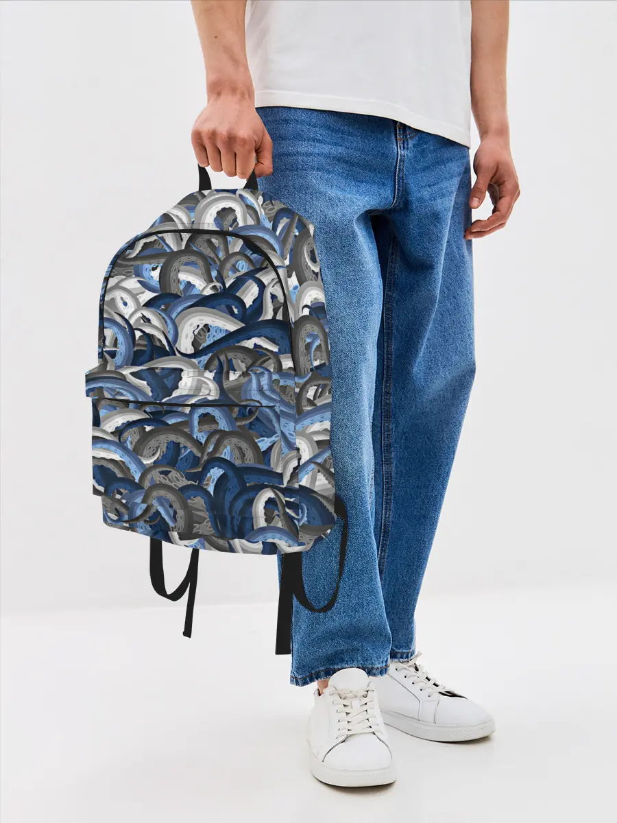 Рюкзак джинсовый / Синий камуфляж с щупальцами