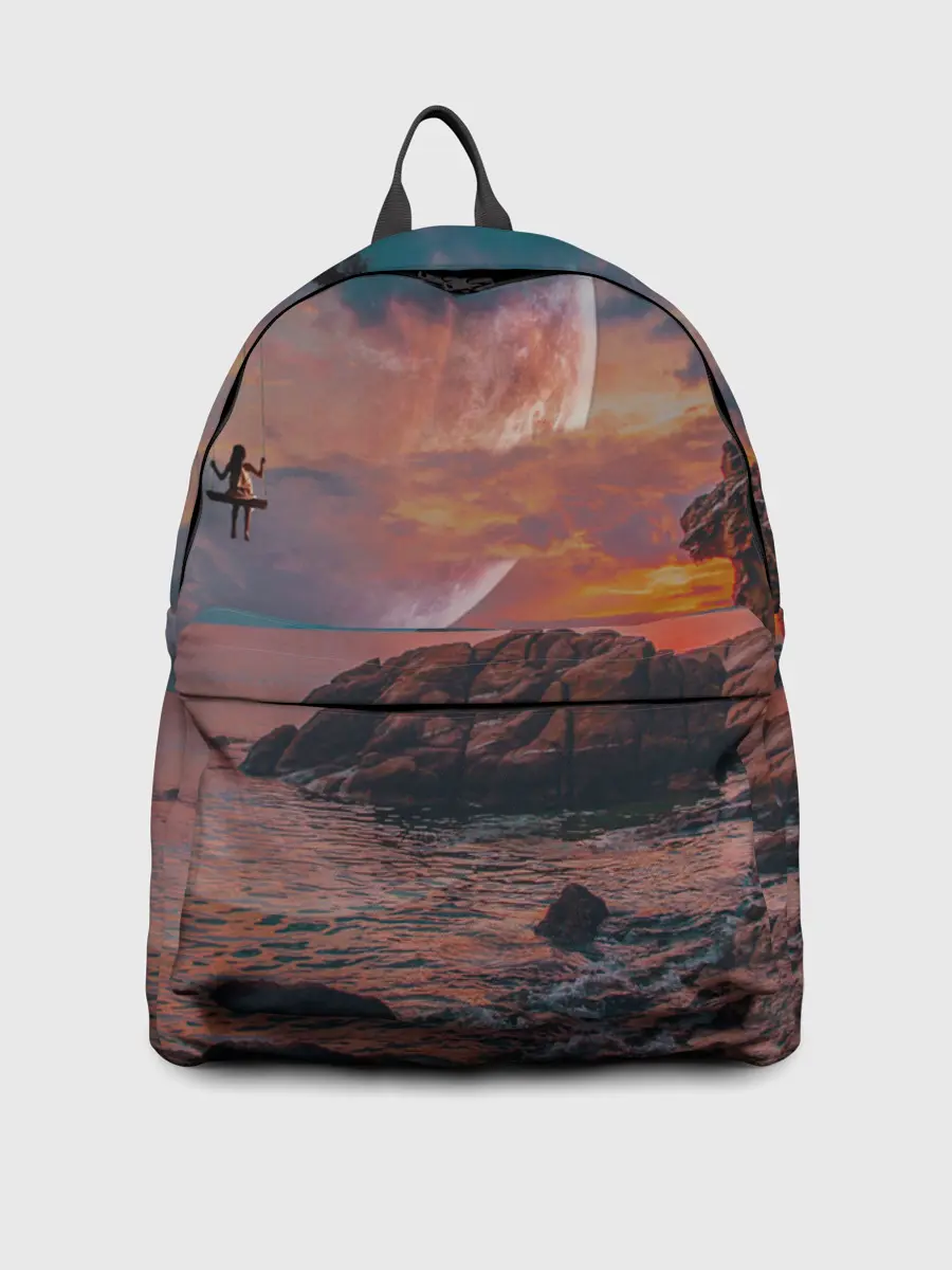 Рюкзак джинсовый / закат на качелях