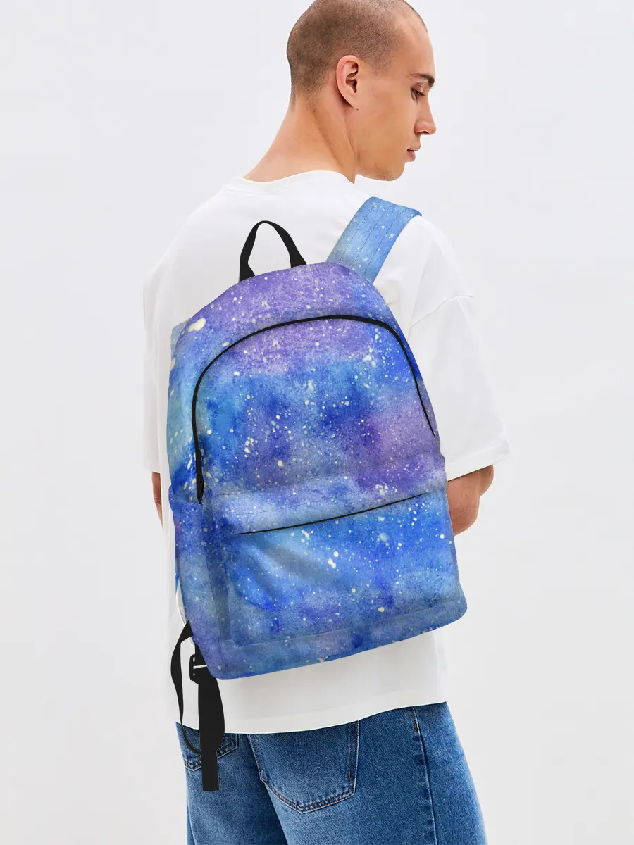 Рюкзак джинсовый / Акварельные разводы и брызги красок