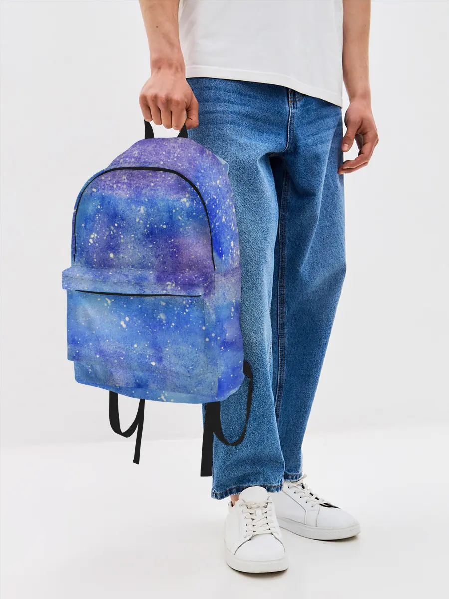 Рюкзак джинсовый / Акварельные разводы и брызги красок