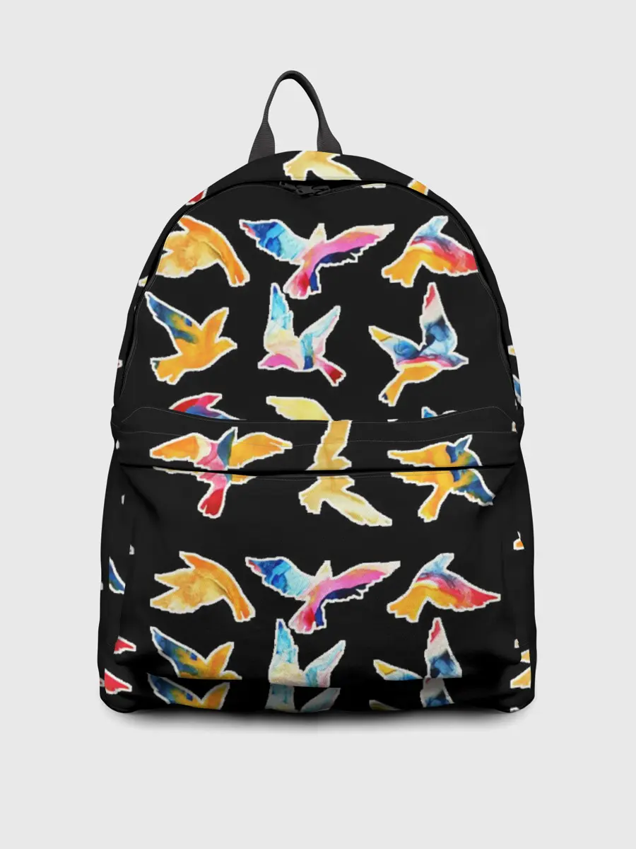 Рюкзак джинсовый / акварельные птицы