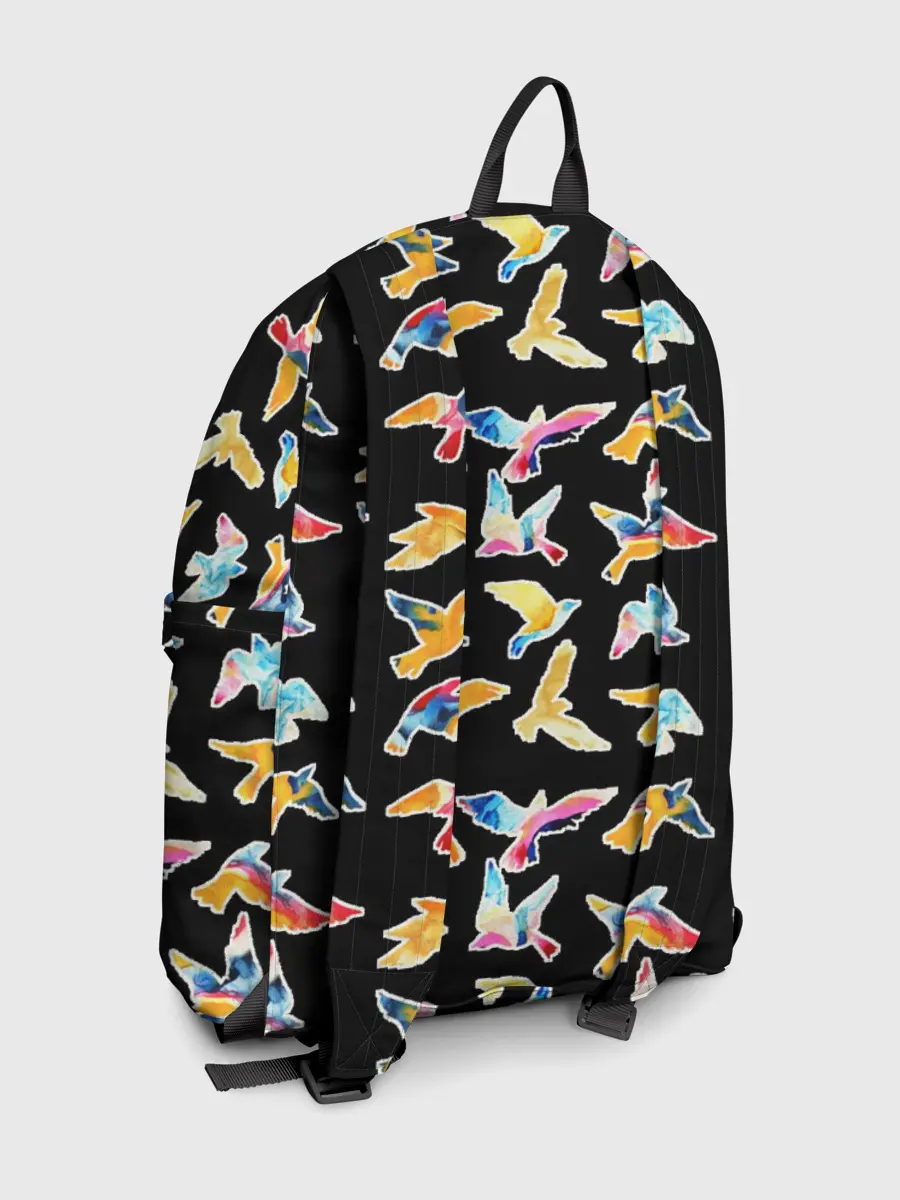 Рюкзак джинсовый / парящие акварельные птицы