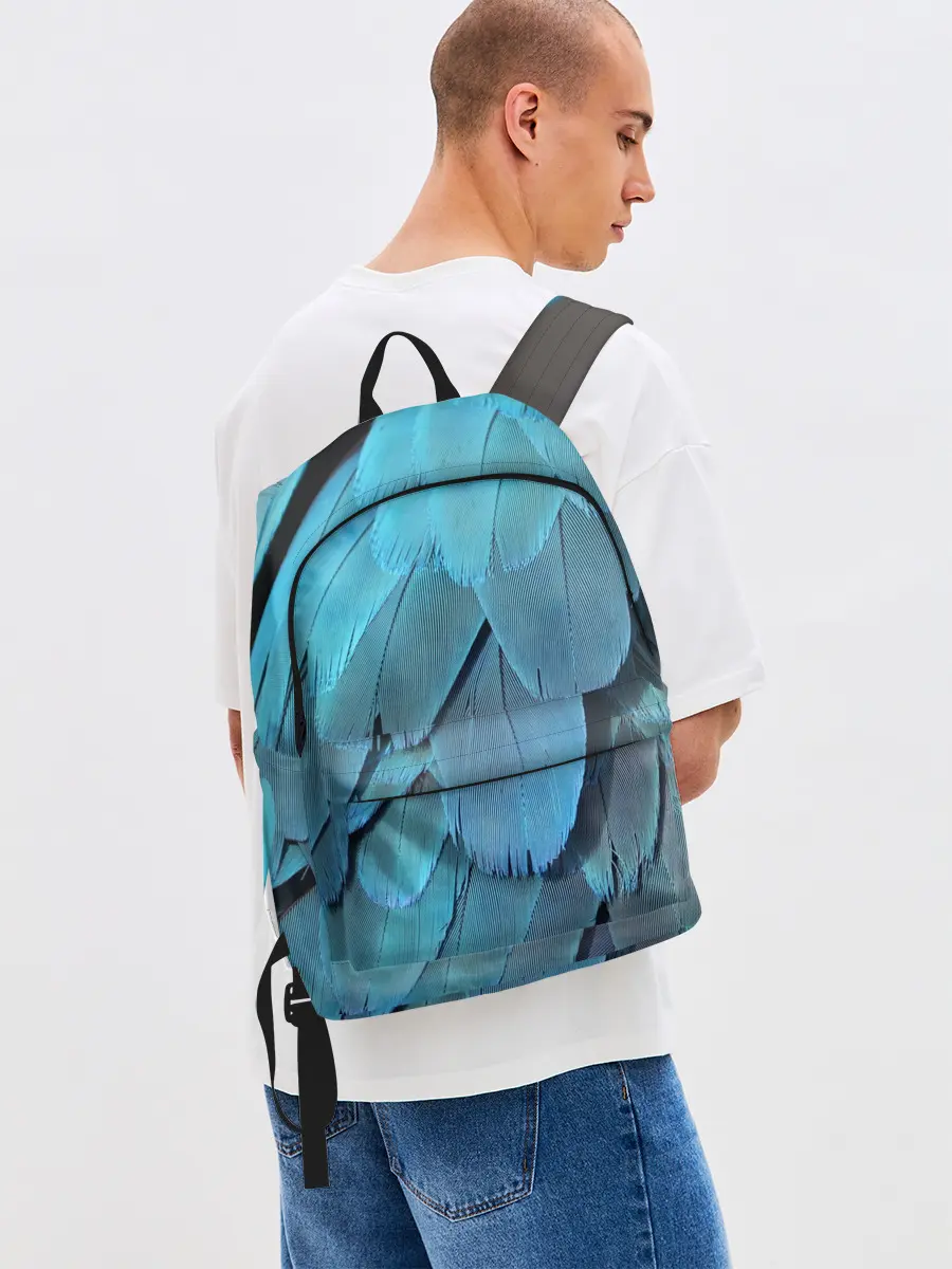 Рюкзак джинсовый / Перья попугая