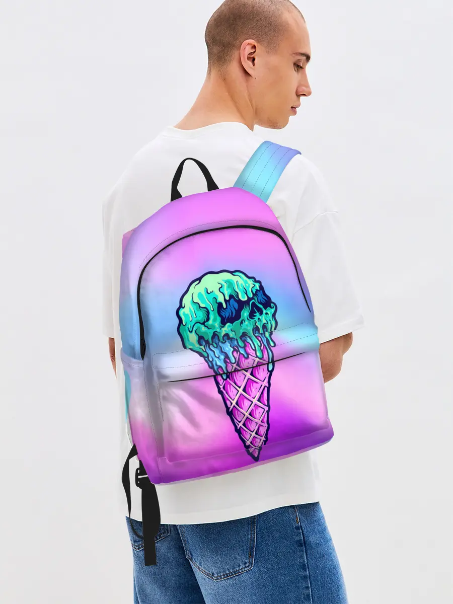 Рюкзак джинсовый / Мороженое | Ice Scream | Череп