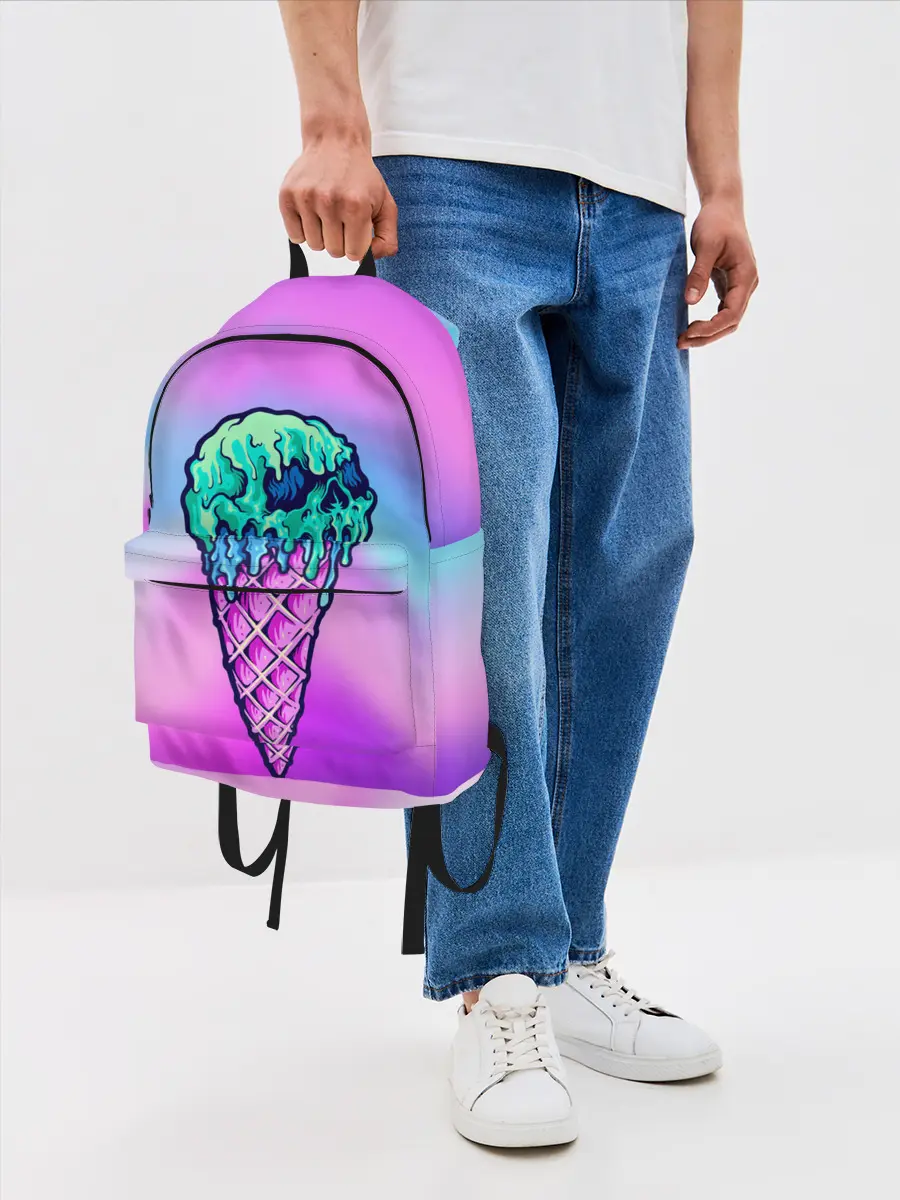 Рюкзак джинсовый / Мороженое | Ice Scream | Череп