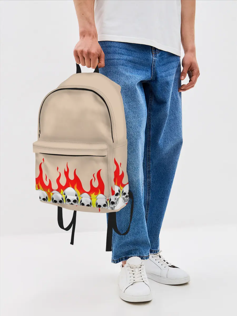 Рюкзак джинсовый / Черепа в Огне