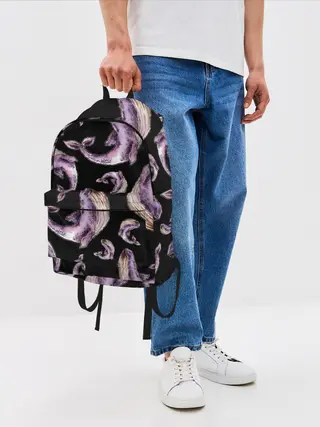 Рюкзак джинсовый / Лиловые киты