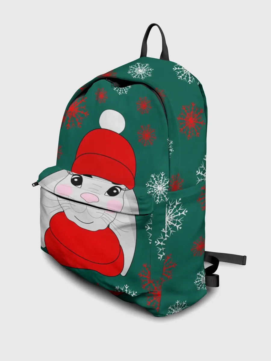 Рюкзак джинсовый / зимний кролик и снежинки