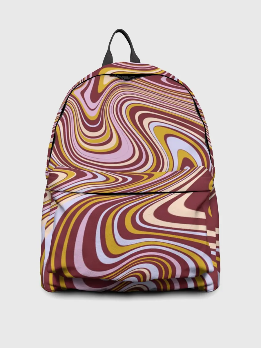 Рюкзак джинсовый / Красно-золотые разводы красок паттерн