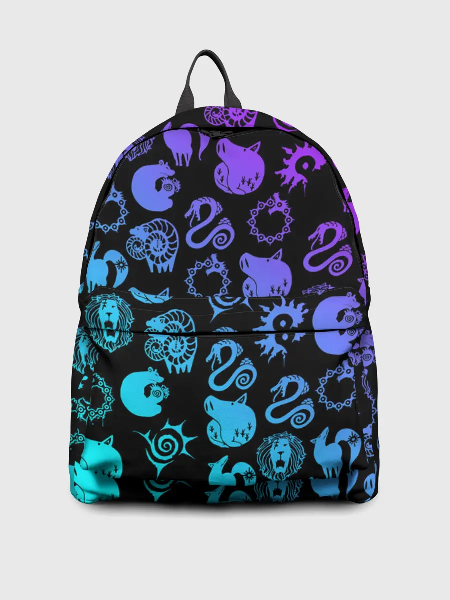 Рюкзак джинсовый / 7 СМЕРТНЫХ ГРЕХОВ НЕОН ЭМБЛЕМЫ