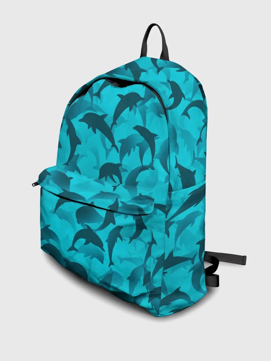 Рюкзак джинсовый / Синий камуфляж с дельфинами