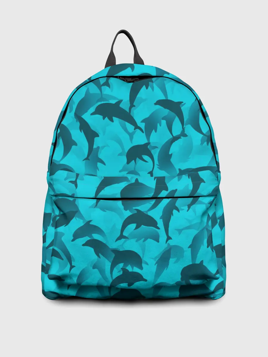Рюкзак джинсовый / Синий камуфляж с дельфинами