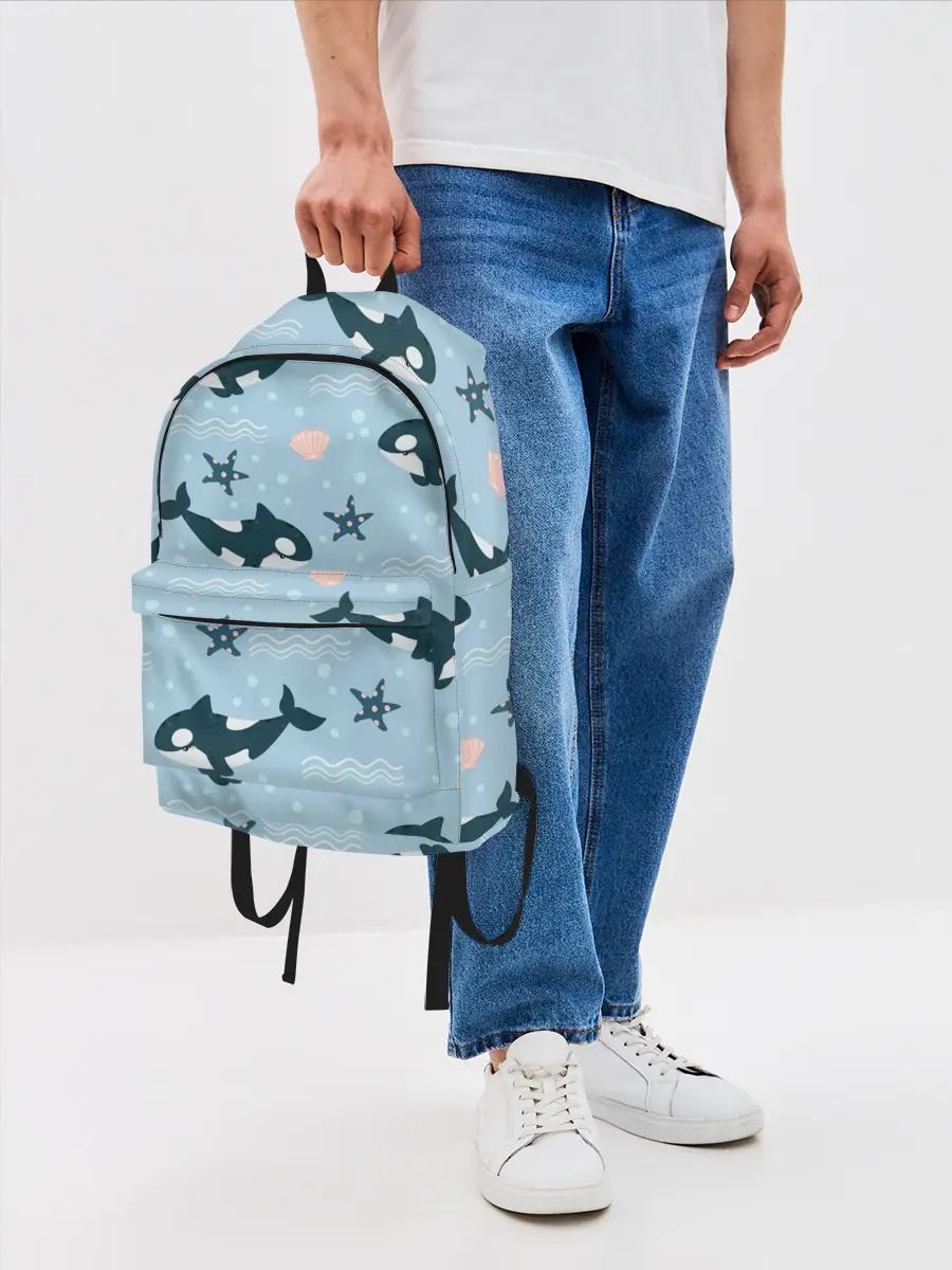 Рюкзак джинсовый / Косатки киты