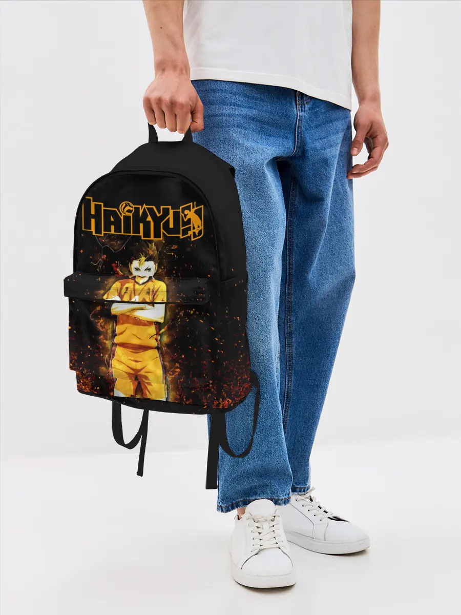 Рюкзак джинсовый / ВОЛЕЙБОЛ!! Нишиноя в огне