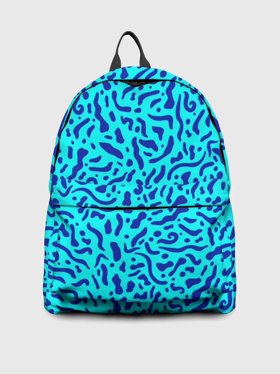 Рюкзак джинсовый / Неоновые синие узоры