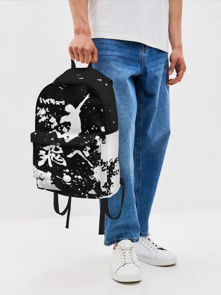 Рюкзак джинсовый / Fly High Haikyu!! черно - белый