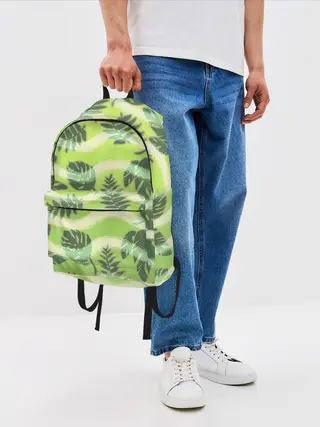 Рюкзак джинсовый / Тропический фон