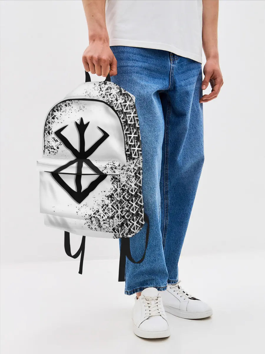 Рюкзак джинсовый / БЕРСЕРК logo ч/б