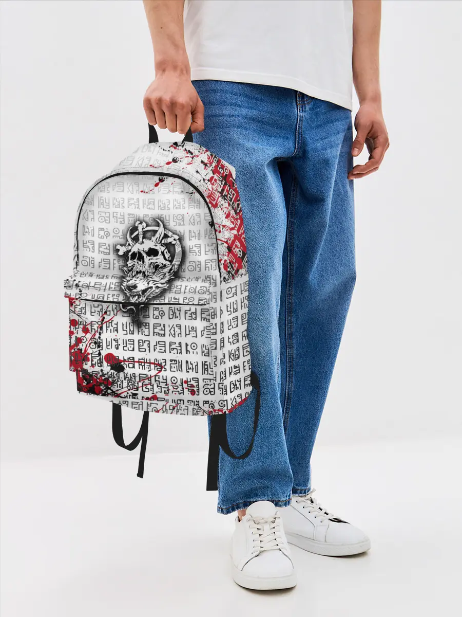 Рюкзак джинсовый / Скандинавские символы