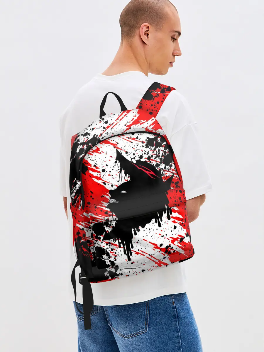 Рюкзак джинсовый / БЕРСЕРК краска брызги