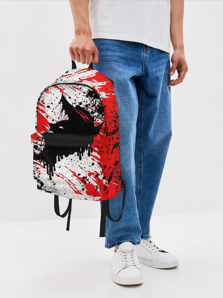 Рюкзак джинсовый / БЕРСЕРК краска брызги
