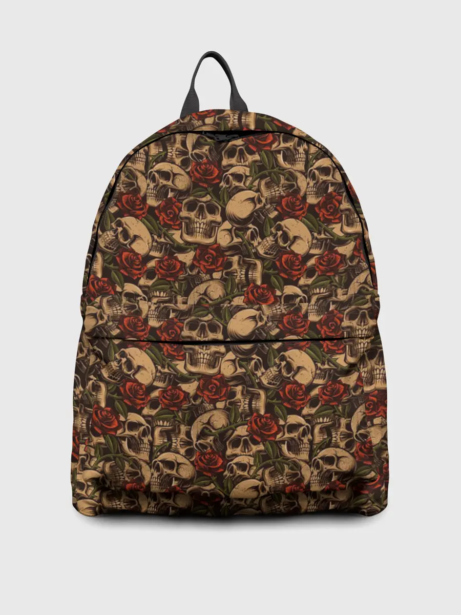 Рюкзак джинсовый / Черепа в Розах