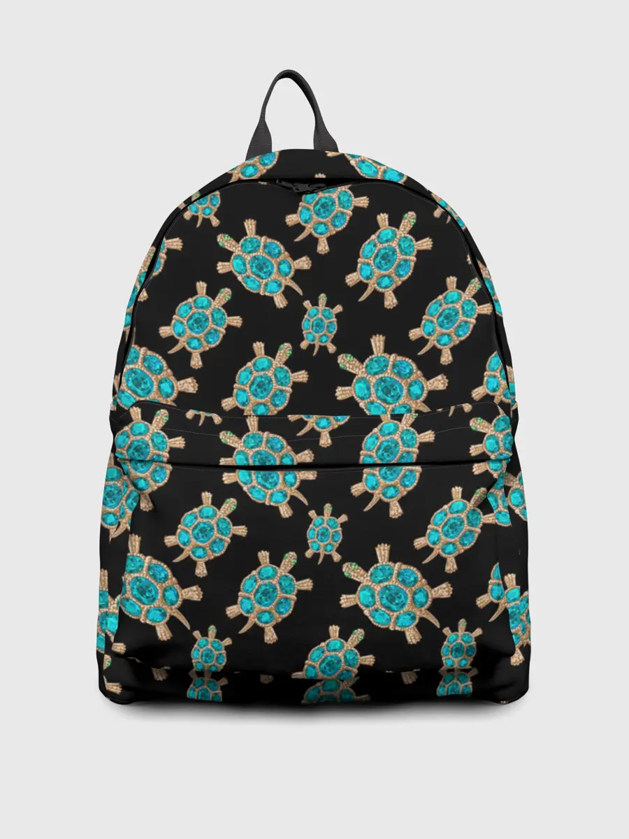 Рюкзак джинсовый / Бирюзовые черепашки брошка