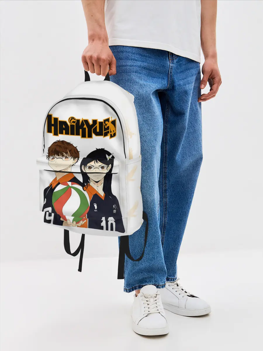 Рюкзак джинсовый / Майкл и Лили в роли персонажей Haikyuu!!