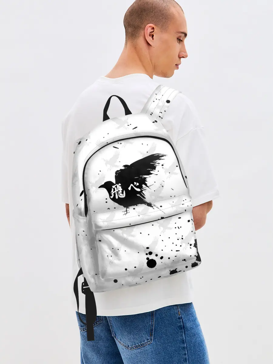 Рюкзак джинсовый / Лозунг Карасуно ворон Haikyu!!