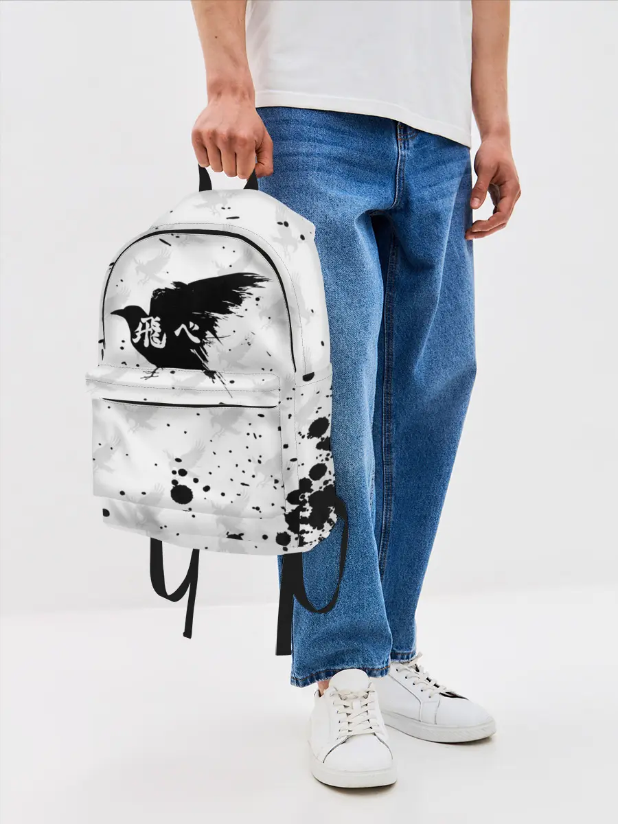 Рюкзак джинсовый / Лозунг Карасуно ворон Haikyu!!