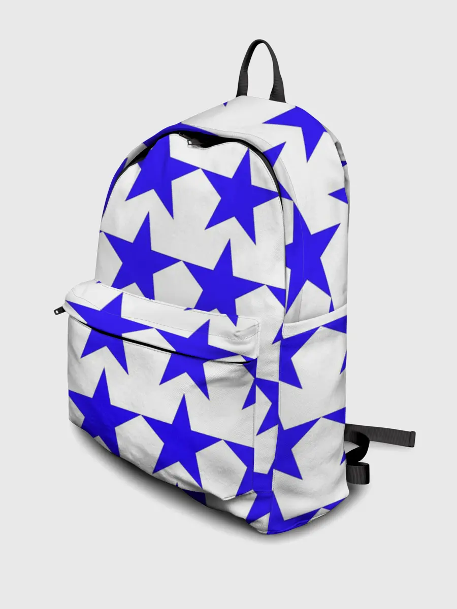Рюкзак джинсовый / Синие звёзды на белом фоне