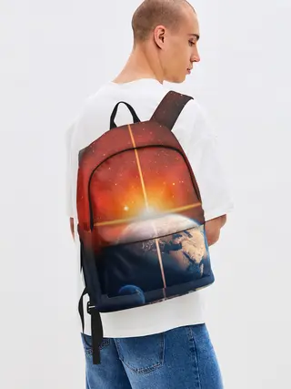 Рюкзак джинсовый / Космос земля 3D