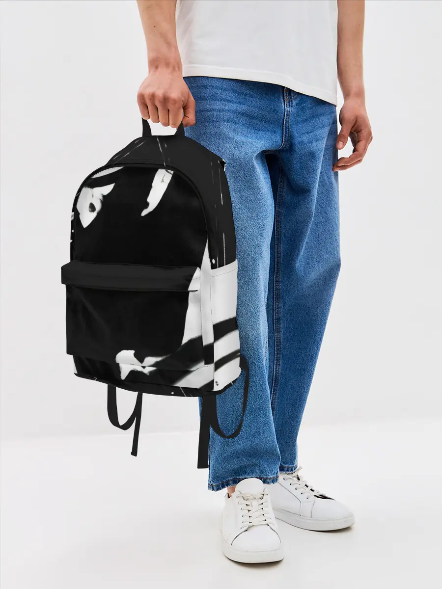 Рюкзак джинсовый / Надпись на спине, каллиграфия