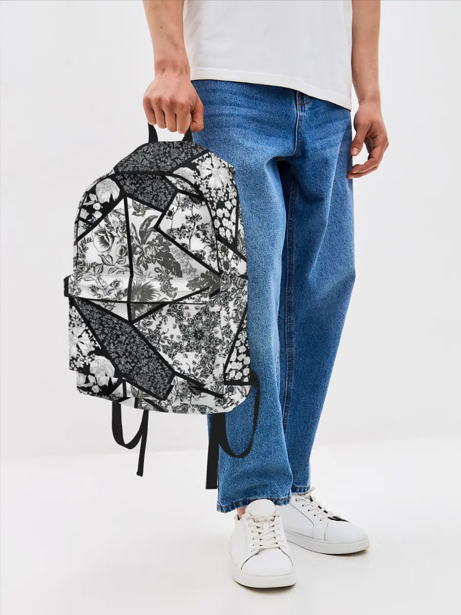 Рюкзак джинсовый / Цветочный Кинцуги / Kintsugi