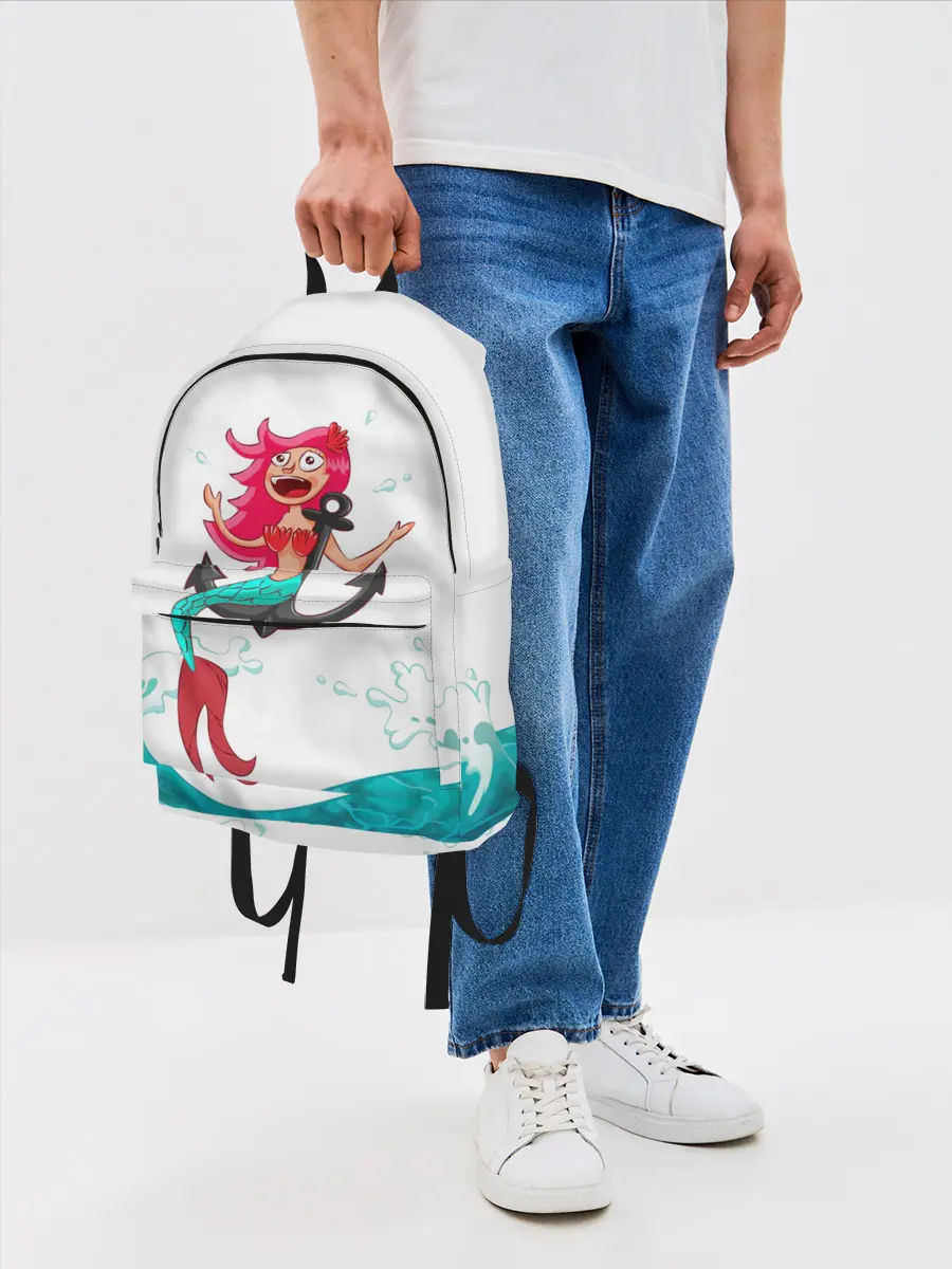 Рюкзак джинсовый / Русалка на якоре
