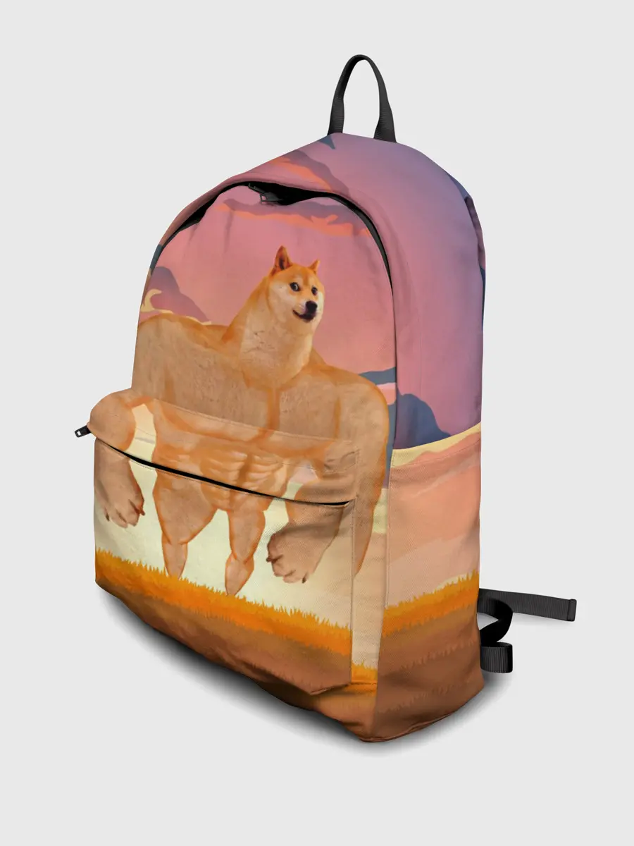 Рюкзак джинсовый / Мем собака качок DOGE