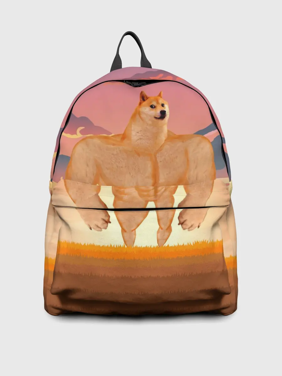 Рюкзак джинсовый / Мем собака качок DOGE