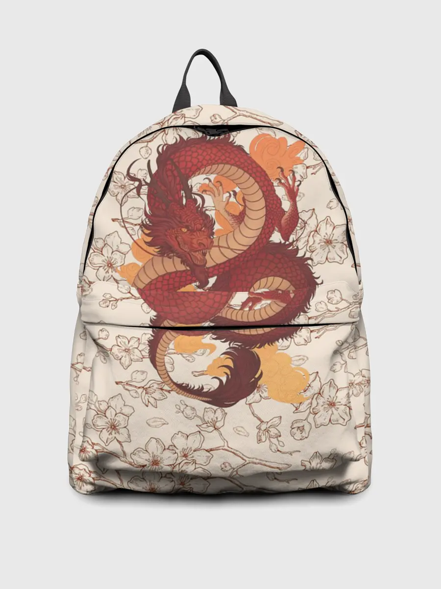 Рюкзак джинсовый / Китайский Дракон и Сакура