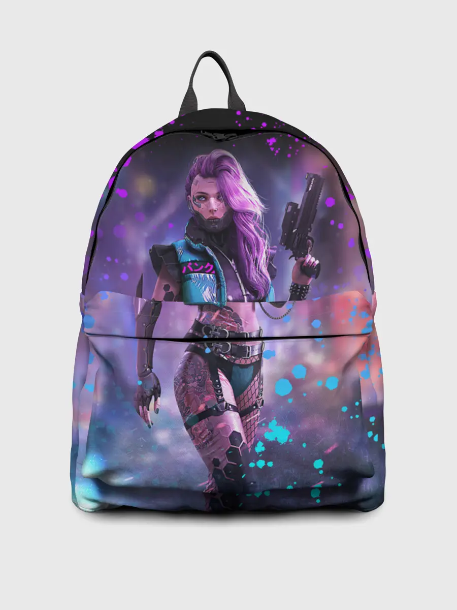 Рюкзак джинсовый / CYBERPUNK 2077 NEON | КИБЕРПАНК НЕОН