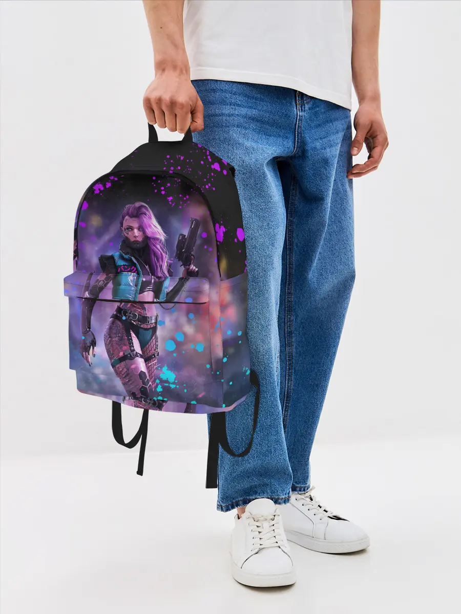 Рюкзак джинсовый / CYBERPUNK 2077 NEON | КИБЕРПАНК НЕОН