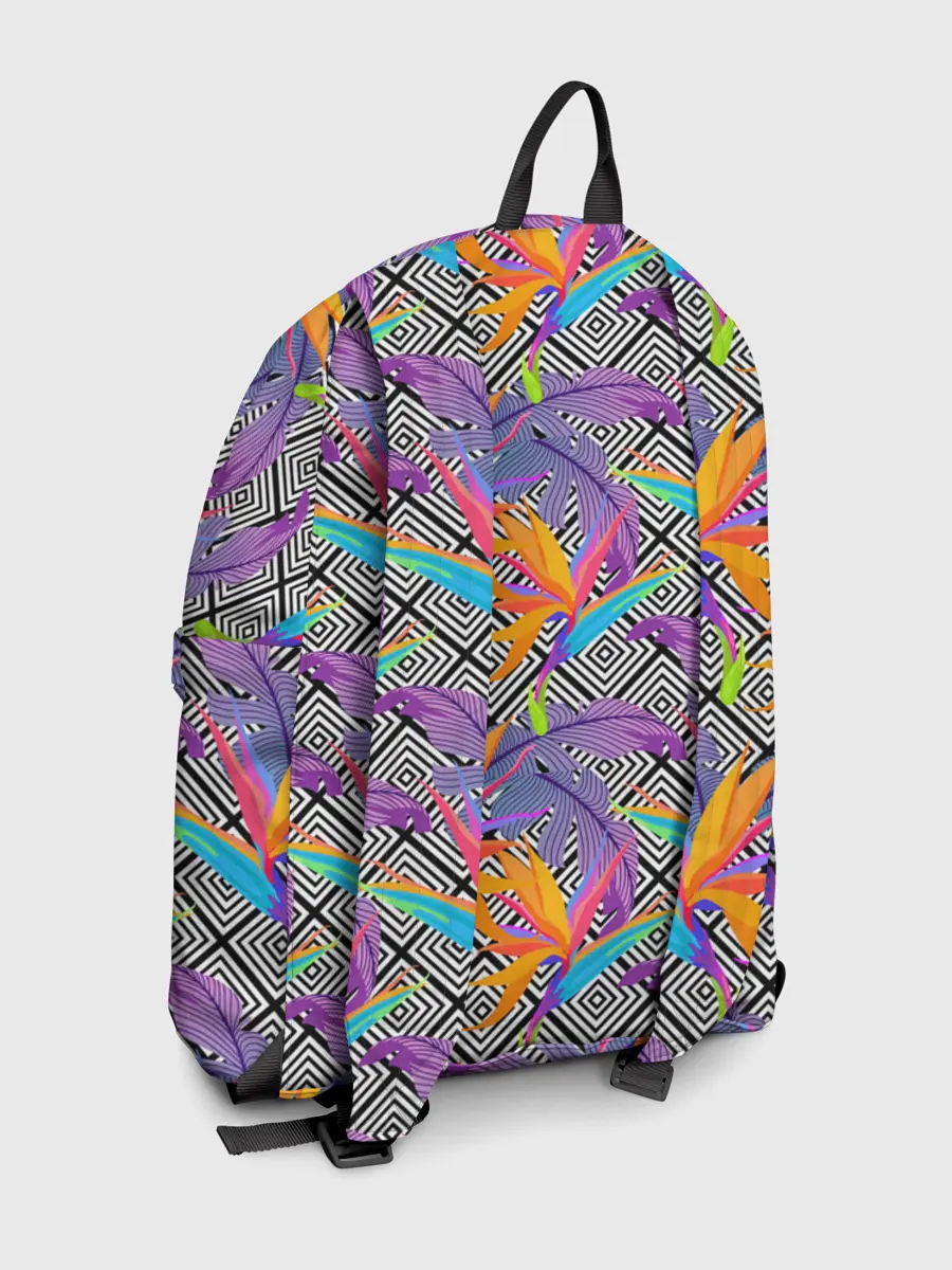 Рюкзак джинсовый / Тропические цветы и узоры