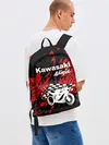 Рюкзак джинсовый / KAWASAKI NINJA / КАВАСАКИ