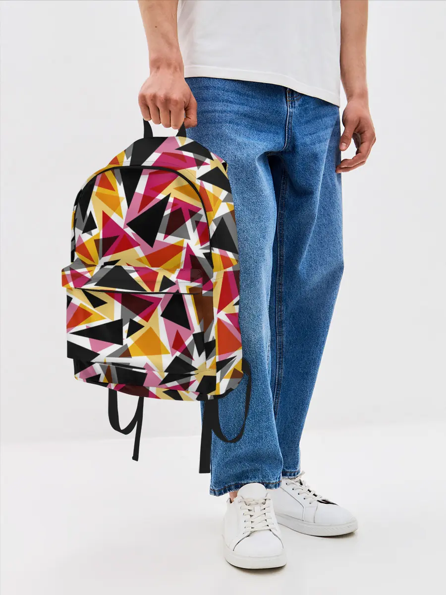 Рюкзак джинсовый / Разноцветные треугольники