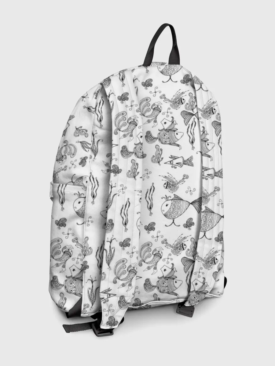 Рюкзак джинсовый / Рисованные сказочные рыбки