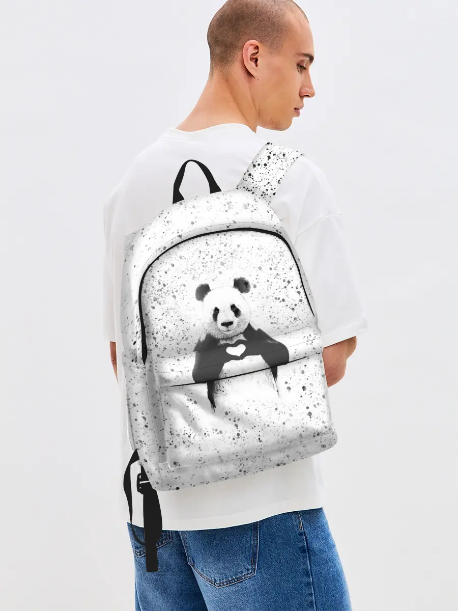Рюкзак джинсовый / Панда Любовь Сердце Брызги